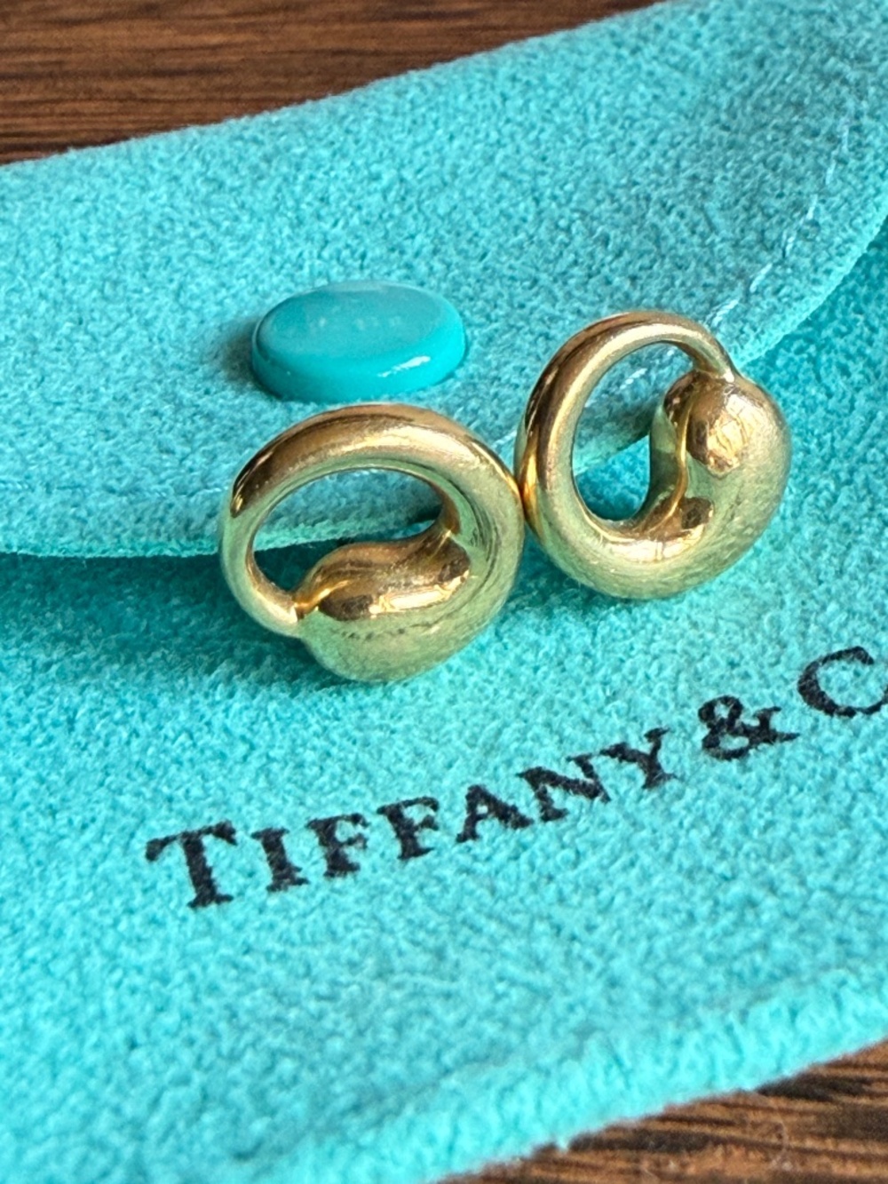 Tiffany & Co Elsa Peretti 18K Yellow Gold Eternal Circle Pierced Earrings